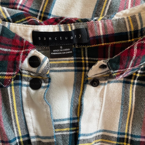 Sanctuary Comfy Plaid Button down Shirt - Red, Green, Cream - Picture 3 of 11